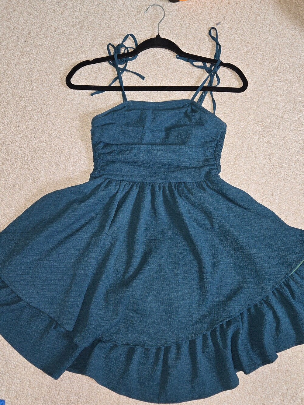 Teal Sleeveless Sundress with Tie Straps